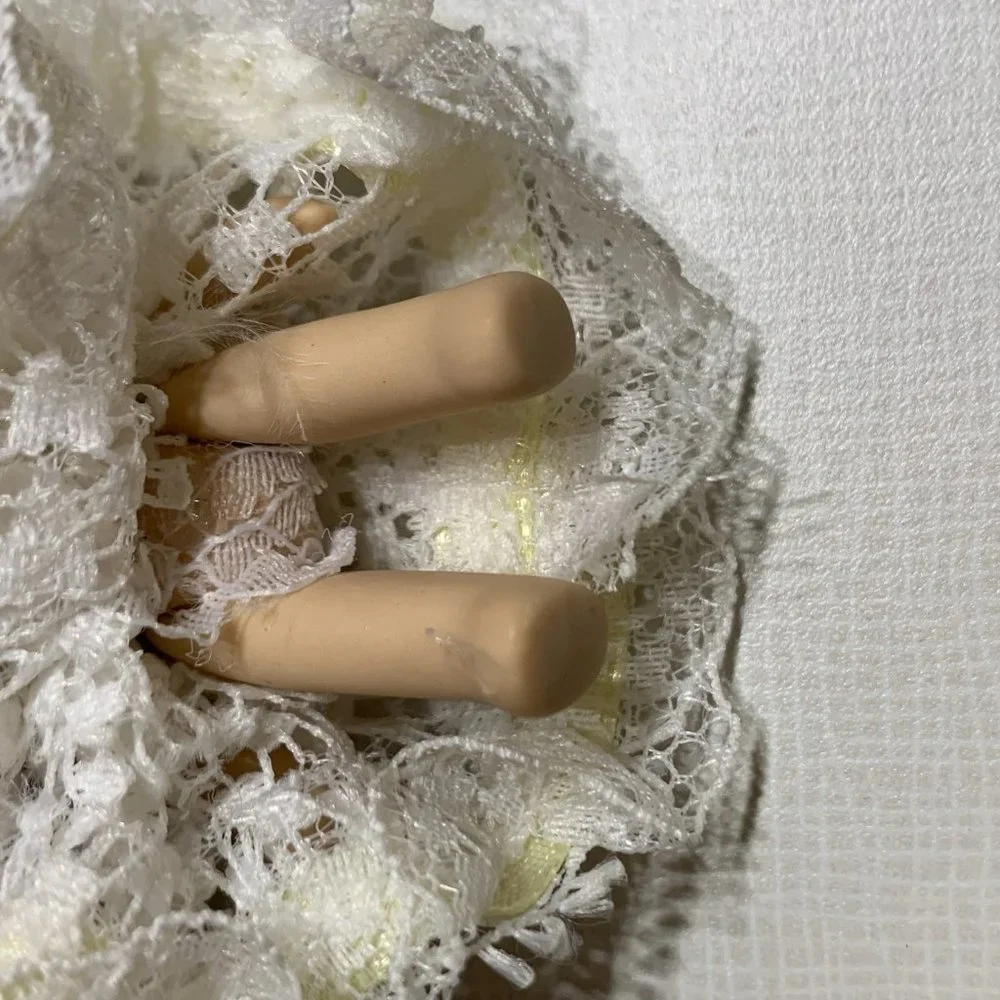 Vintage Style Doll White Lace Dress Bonnet